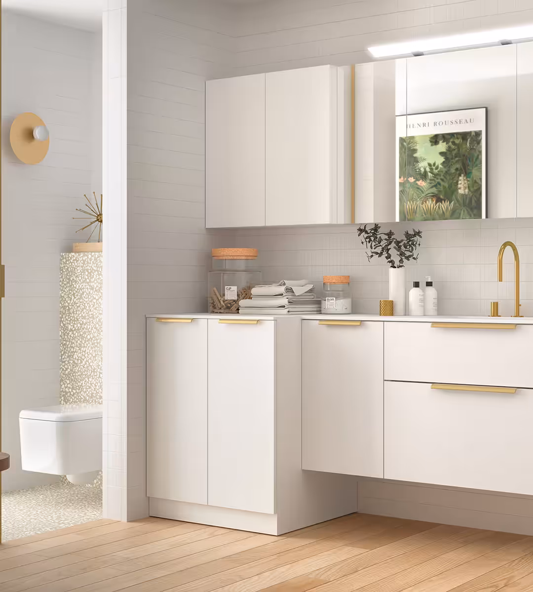 Custom bathroom furniture with modern vanity and storage solutions